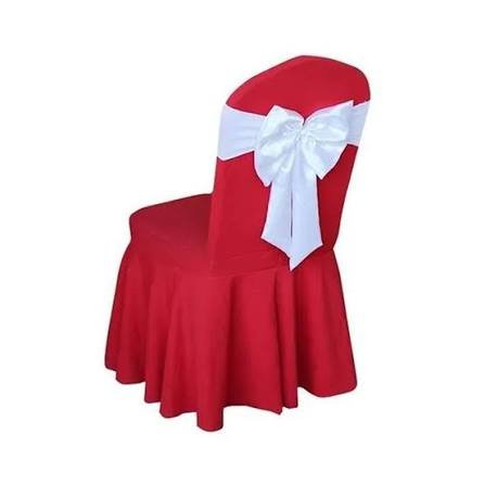 Red Banquet Chair with White Bow Cover