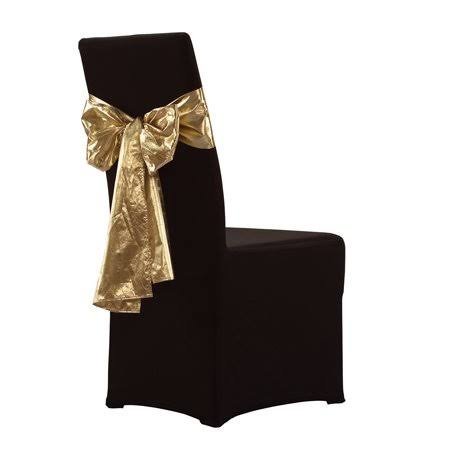 Black Banquet Chair with Gold Bow Cover